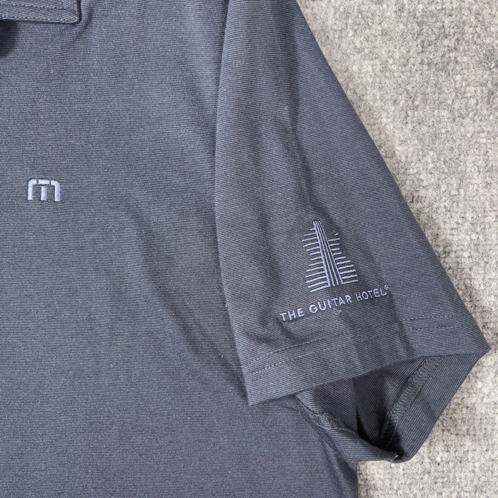 TravisMathew Polo Shirt Mens XL Navy Blue The Guitar Hotel Pima Cotton Blend - Picture 6 of 8